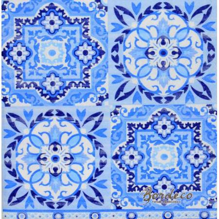 Serwetka decoupage firmy AMBIENTE kafelki niebieskie 33x33